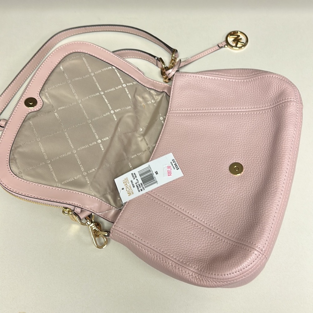 🔥🔥🔥NEW Michael Kors Bedford Medium Convertible Flap Pink Leather Shoulder Bag - Picture 10 of 15